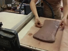 Clay being prepared for handbuilt pottery